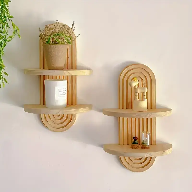 Bohemian Wooden Sun Rainbow Wall Shelves