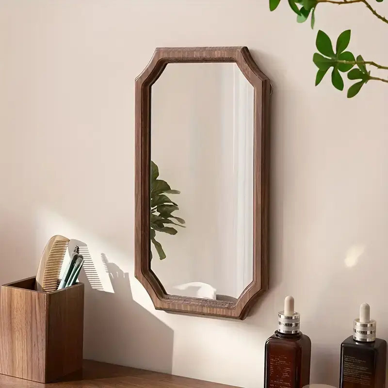 Mid-Century Vintage Wooden Wall Mirror