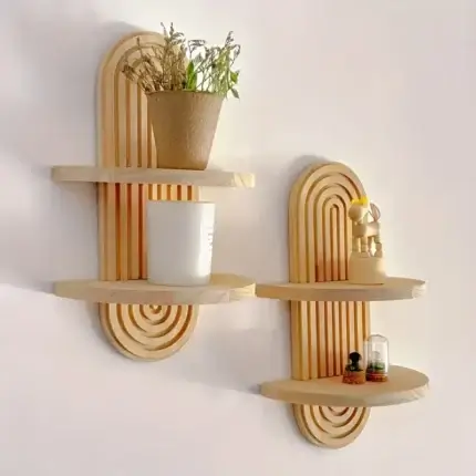 Bohemian Wooden Sun Rainbow Wall Shelves
